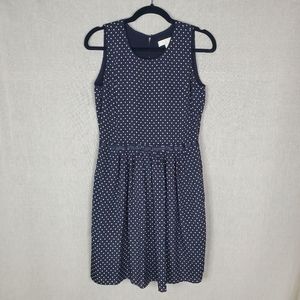 ♧ Erin Black and White Polka-dot Silk Blend Sleeveless Pleated Dress Size 4